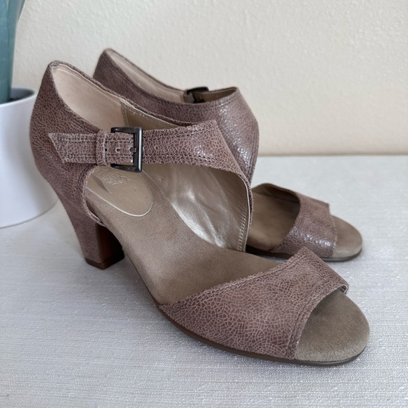 Aerosoles Heelrest Taupe Leather Mary Jane Heeled Sandals Women’s 7 - Picture 5 of 14